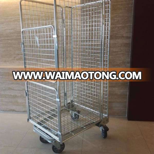 Foldable heavy-duty steel roll cages with wire mesh